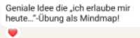 Testimonial mit Text "Geniale Idee die "ich erlaube mir heute...."-Übung als Mindmap!"